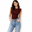 Blusa Bordô Ribana Muscle Tee Elegante Confortável Regata