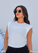 Blusa Branca Ribana Muscle Tee Elegante Confortável Regata