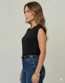 Blusa Preta Ribana Muscle Tee Elegante Confortável Regata