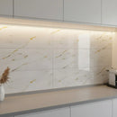 Kit 10 Placas Adesiva Branco com Dourado Mármore 3D  60X30
