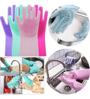Luvas Silicone Com Cerdas Limpeza Multiuso
