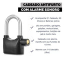 Cadeado Com Alarme Sonoro Sirene Antifurto +3 Chaves A Laser
