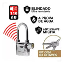 Cadeado Com Alarme Sonoro Sirene Antifurto +3 Chaves A Laser