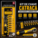 Kit Chave Catraca 19 Peças Soquete Bits Canhão