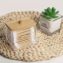 Porta Cotonete de Acrílico com Tampa de Bambu